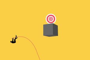 businessman jumping use pole vault to get target. Symbol of achievement, success, motivation and ambition vector