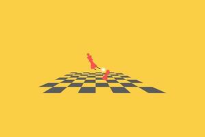 red king knocking down red pawn on chess board game. concept of business strategy and win competition. 2 vector