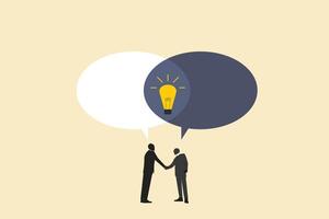 businessmen people workers team up share lightbulb lamp idea. concept of Sharing ideas and knowledge, collaboration, teamwork or thinking the same idea. vector