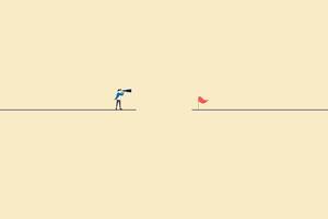 Businessman using binocular to look goal. concept of success, job, career and target. vector