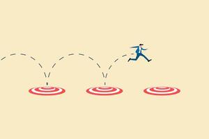 Businessman jumping on target, successfully. concept of goal, achievement, advancement in career or business growth concept. Aspiration and motivation. vector