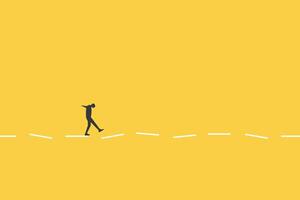 Business man follow a block concept for business problem. visionary leadership different business routes. Symbol of ambition, motivation and long road ahead. vector