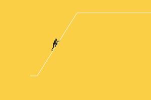 Businessman climbing the path for the career decision for climbing corporate ladder. Symbol of growth, ambition. vector