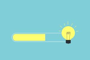 Loading idea concept. lightbulb Loading bar almost complete. vector