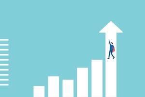 Businessman in a suit superhero help chart or graph up. vector