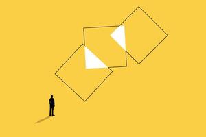 businessman looking at combination of square. concept of business merger, partnership and team work. vector