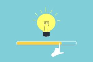 Loading idea, hand move progress bar with icon lightbulb vector