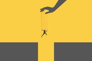 hand helping businessman jump over gap. Concept of business risk, Challenge, Courage, Determination, motivation, Reach the target vector