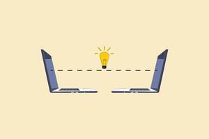 Transfer idea between devices. concept brainstorm, solution and creative. vector