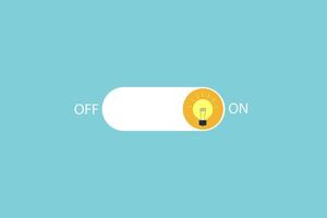 On and off switch buttons with idea lightbulb icon. concept of Creative and idea sign, solution, thinking. vector