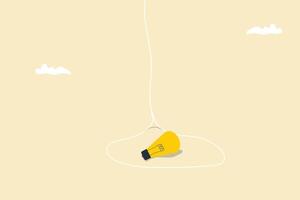 trap with golden light bulb. Trap, imprisonment, jail concept. Limitation of thinking concept. Locked, trapped creative idea. vector