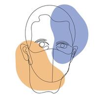 One continuous line drawing medical face mask. Concept of coronavirus. Continuous single drawn person in mask one line hand-drawn picture vector