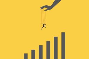 hand helping businessman jumping chart. Concept of move forward in business. vector