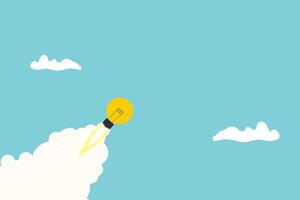 Ideas inspiration concepts with rocket lightbulb. Business creativity and inspiration concepts . motivation for success. think big ideas vector