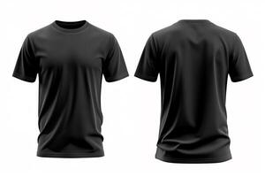 Black tshirt template mockup with front and back view, Isolated on white background photo