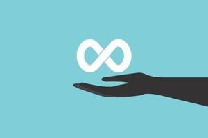 Hand holding infinity symbol community connection of metaverse world global network technology system. vector