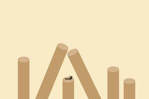 businessman trying to stop bars before it fall. concept of management concept, frustrated nervous and under pressure. Eps10 illustration. 1 vector