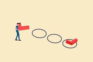 Project tracking, goal tracker, task completion or checklist to remind project progress concept, businessman project manager holding big check to completed tasks in project management time line. vector