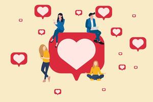 Social media influencer. Concept of social Media addiction, popularity, influence, modern lifestyle and ad vector