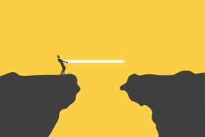 Businessman finding way forward. Building bridge over gap vector