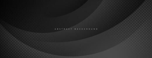 black abstract background with circular lines and halftone vector