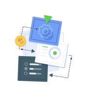 Workflow, work organization concept,Project management process, abstract business system network, scheme with connections, interactions vector