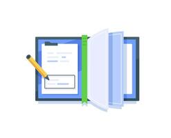 notebook with pencil writing note,journalism and interviews,Year End Summary review vector