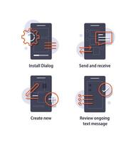 Send and receive messages,Notification message concept SMS bubble on the screen vector