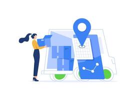 Delivery concept with cartoon people in flat design for web,Fast shipping vector