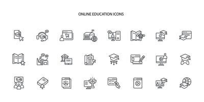 Online education icon set..Editable stroke.linear style sign for use web design,logo.Symbol illustration. vector