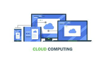 Cloud computing concept,cloud server,device data exchange and file synchronization concept vector