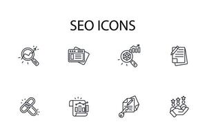 SEO icon set..Editable stroke.linear style sign for use web design,logo.Symbol illustration. vector