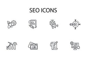 SEO icon set..Editable stroke.linear style sign for use web design,logo.Symbol illustration. vector