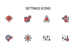 Settings icon set..Editable stroke.linear style sign for use web design,logo.Symbol illustration. vector