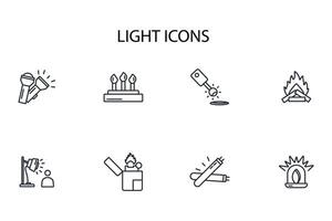 Light icon set..Editable stroke.linear style sign for use web design,logo.Symbol illustration. vector