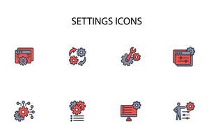 Settings icon set..Editable stroke.linear style sign for use web design,logo.Symbol illustration. vector