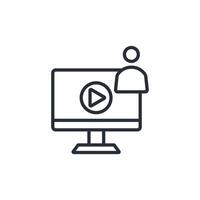 audio course icon. .Editable stroke.linear style sign for use web design,logo.Symbol illustration. vector