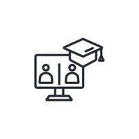metting online icon. .Editable stroke.linear style sign for use web design,logo.Symbol illustration. vector