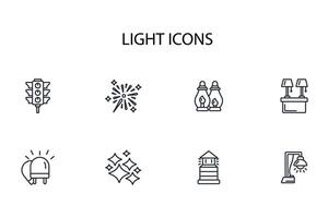 Light icon set..Editable stroke.linear style sign for use web design,logo.Symbol illustration. vector