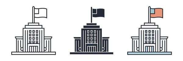 Building with a Flag Icon theme symbol illustration isolated on white background vector