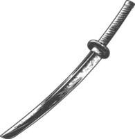 katana espada lleno con grabado estilo negro color solamente vector