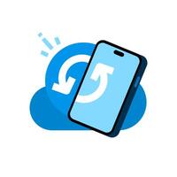 data synchronization on the mobile app concept illustration flat design. simple modern graphic element for ui, infographic, icon vector