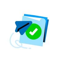 successfully sent or uploaded data, document, file concept illustration flat design. simple modern graphic element for ui, infographic, icon vector