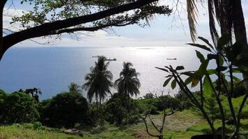 view of the sea from the hill in the Bukit Lampu area, Teluk Bayur, Padang city video