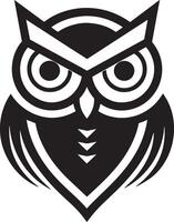 head of a owl logo design illustration black and white vector