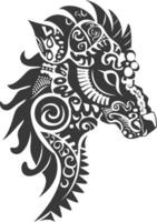 silhouette tribal animal head only using Aztecs style black color only vector