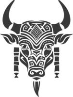 silhouette tribal animal head only using Aztecs style black color only vector