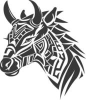 silhouette tribal animal head only using Aztecs style black color only vector