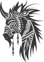 silhouette tribal animal head only using Aztecs style black color only vector