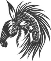 silhouette tribal animal head only using Aztecs style black color only vector